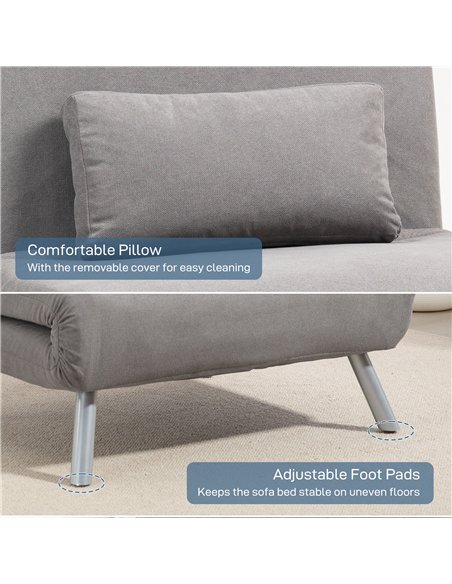 HOMCOM Single Velvet-Feel Chair Bed - Grey - pic 169527 | FastDaddyshop