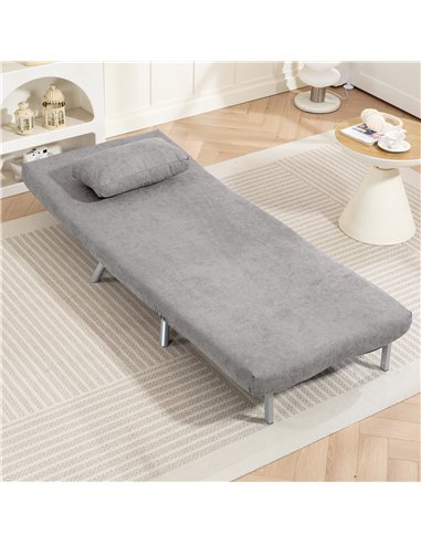 HOMCOM Single Velvet-Feel Chair Bed - Grey