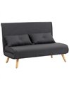 HOMCOM Two-Seater Linen-Look Sofa Bed - Charcoal Grey