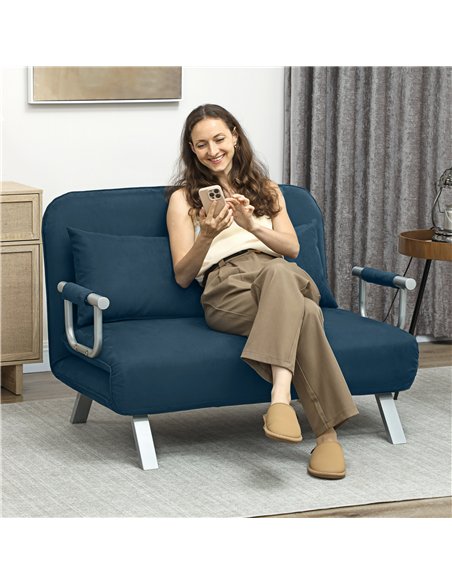 HOMCOM Two-Seater Click-Clack Sofa Bed - Navy Blue - pic 169549 | FastDaddyshop