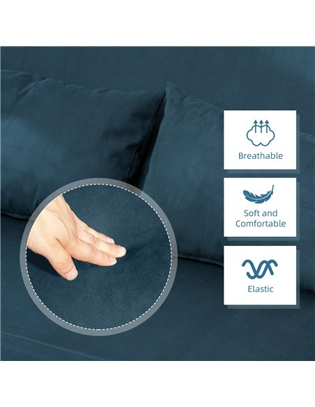 HOMCOM Two-Seater Click-Clack Sofa Bed - Navy Blue - pic 169554 | FastDaddyshop