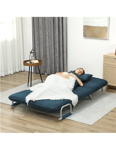 HOMCOM Two-Seater Click-Clack Sofa Bed - Navy Blue