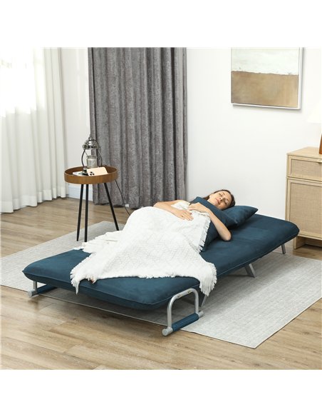 HOMCOM Two-Seater Click-Clack Sofa Bed - Navy Blue - pic 169555 | FastDaddyshop