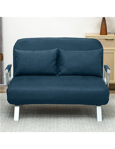 HOMCOM Two-Seater Click-Clack Sofa Bed - Navy Blue - pic 169556 | FastDaddyshop