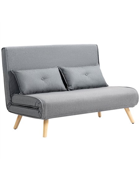 HOMCOM Two-Seater Linen-Look Sofa Bed - Grey - pic 169557 | FastDaddyshop