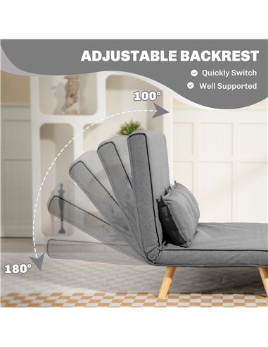 HOMCOM Two-Seater Linen-Look Sofa Bed - Grey