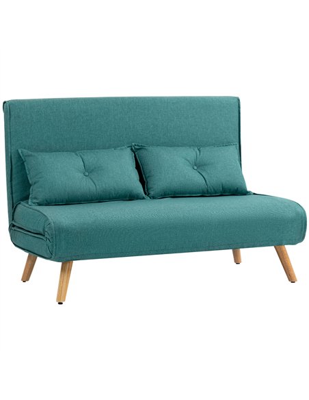 HOMCOM Two-Seater Linen-Look Sofa Bed - Green - pic 169566 | FastDaddyshop