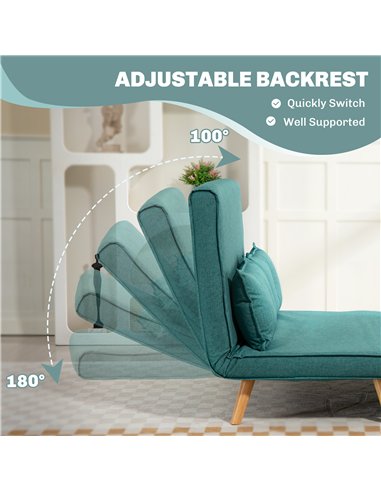 HOMCOM Two-Seater Linen-Look Sofa Bed - Green