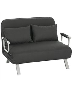 HOMCOM Two-Seater Click-Clack Sofa Bed - Charcoal Grey