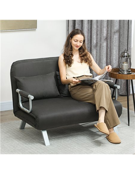 HOMCOM Two-Seater Click-Clack Sofa Bed - Charcoal Grey - pic 169576 | FastDaddyshop