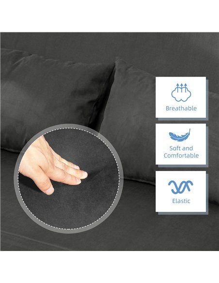 HOMCOM Two-Seater Click-Clack Sofa Bed - Charcoal Grey - pic 169581 | FastDaddyshop