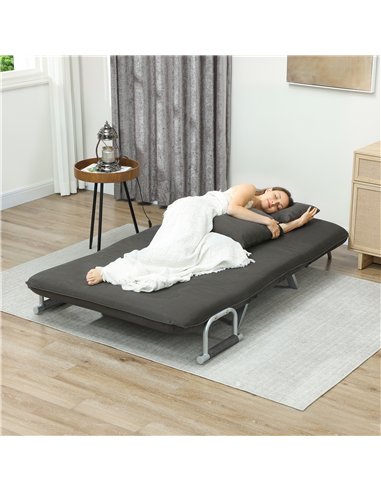 HOMCOM Two-Seater Click-Clack Sofa Bed - Charcoal Grey