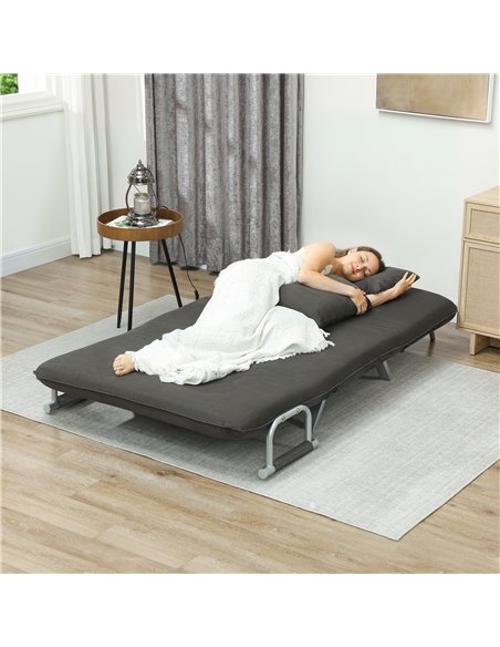HOMCOM Two-Seater Click-Clack Sofa Bed - Charcoal Grey - pic 169582 | FastDaddyshop