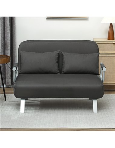 HOMCOM Two-Seater Click-Clack Sofa Bed - Charcoal Grey
