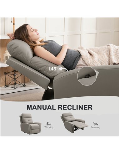 HOMCOM Recliner Armchair, Manual Reclining Chair with Adjustable Leg Rest and Reclining Functions, Modern Microfibre Overstuffed