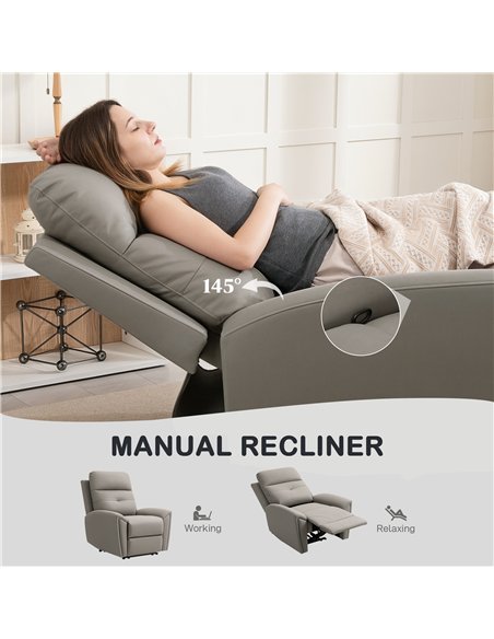 HOMCOM Recliner Armchair, Manual Reclining Chair with Adjustable Leg Rest and Reclining Functions, Modern Microfibre Overstuffed - pic 169587 | FastDaddyshop