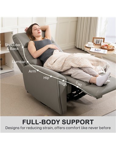 HOMCOM Recliner Armchair, Manual Reclining Chair with Adjustable Leg Rest and Reclining Functions, Modern Microfibre Overstuffed