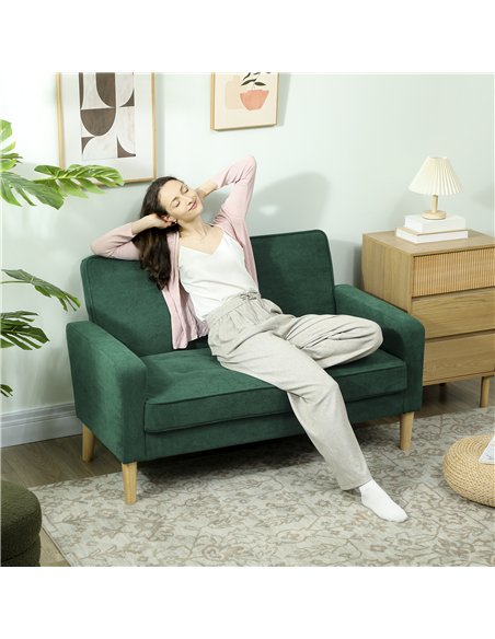 HOMCOM Two-Seater Velvet-Feel Sofa - Green - pic 169608 | FastDaddyshop