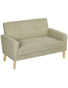 HOMCOM Two-Seater Velvet-Feel Sofa - Beige
