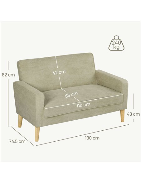 HOMCOM Two-Seater Velvet-Feel Sofa - Beige - pic 169613 | FastDaddyshop