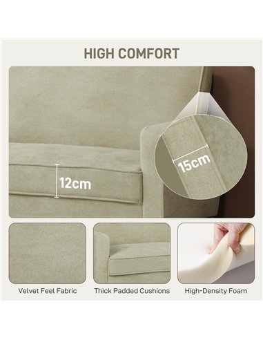 HOMCOM Two-Seater Velvet-Feel Sofa - Beige