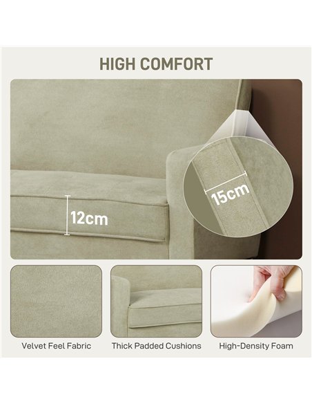 HOMCOM Two-Seater Velvet-Feel Sofa - Beige - pic 169614 | FastDaddyshop