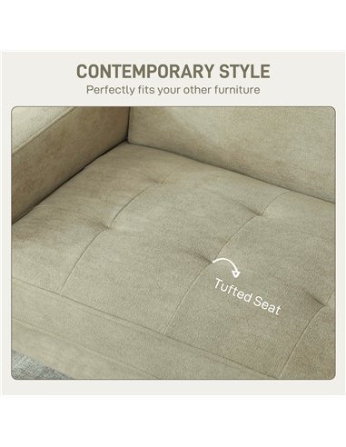 HOMCOM Two-Seater Velvet-Feel Sofa - Beige