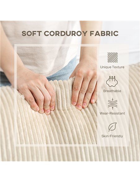 HOMCOM Modern 3 Seater Sofa with Spring Cushion, 212 cm Fabric Jumbo Cord Sofa Couch with 2 Scatter Cushions, Upholstered Cordur - pic 169625 | FastDaddyshop