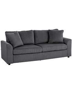HOMCOM Modern 3 Seater Sofa with Spring Cushion, 212 cm Fabric Jumbo Cord Sofa Couch with 2 Scatter Cushions, Upholstered Cordur