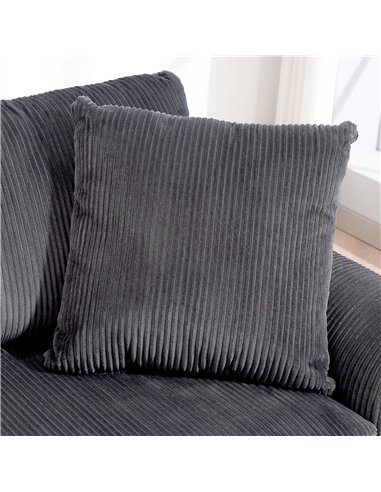 HOMCOM Modern 3 Seater Sofa with Spring Cushion, 212 cm Fabric Jumbo Cord Sofa Couch with 2 Scatter Cushions, Upholstered Cordur