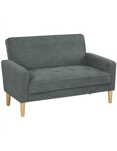 HOMCOM Two-Seater Velvet-Feel Sofa - Grey