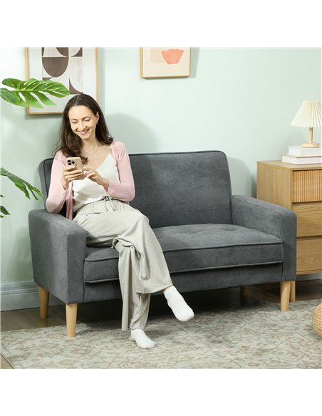 HOMCOM Two-Seater Velvet-Feel Sofa - Grey - pic 169639 | FastDaddyshop