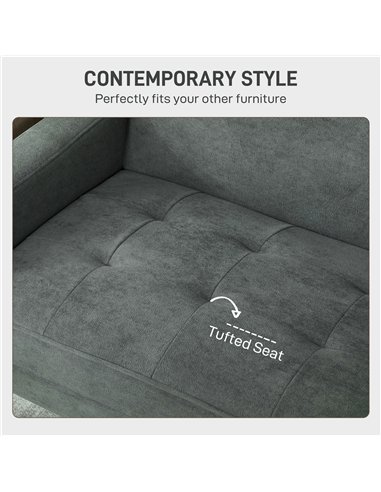 HOMCOM Two-Seater Velvet-Feel Sofa - Grey