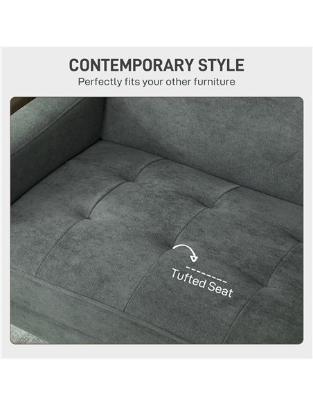 HOMCOM Two-Seater Velvet-Feel Sofa - Grey - pic 169642 | FastDaddyshop