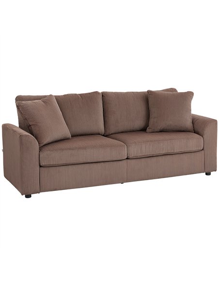 HOMCOM Modern 3 Seater Sofa with Spring Cushion, 212 cm Fabric Jumbo Cord Sofa Couch with 2 Scatter Cushions, Upholstered Cordur - pic 169647 | FastDaddyshop