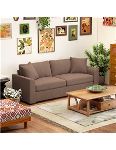 HOMCOM Modern 3 Seater Sofa with Spring Cushion, 212 cm Fabric Jumbo Cord Sofa Couch with 2 Scatter Cushions, Upholstered Cordur 2