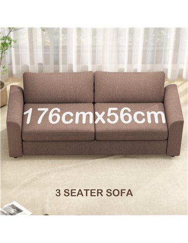 HOMCOM Modern 3 Seater Sofa with Spring Cushion, 212 cm Fabric Jumbo Cord Sofa Couch with 2 Scatter Cushions, Upholstered Cordur