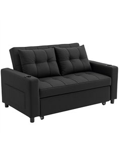 HOMCOM Two-Seater Pull-Out Sofa Bed - Black