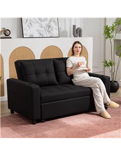 HOMCOM Two-Seater Pull-Out Sofa Bed - Black 2