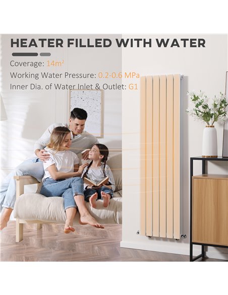 Homcom 460x1600 mm Double Panel Vertical Designer Radiator, Water-filled Heater, White - pic 16968 | FastDaddyshop