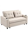 HOMCOM Two-Seater Pull-Out Sofa Bed - Beige