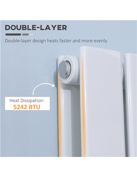 Homcom 460x1600 mm Double Panel Vertical Designer Radiator, Water-filled Heater, White - pic 16969 | FastDaddyshop