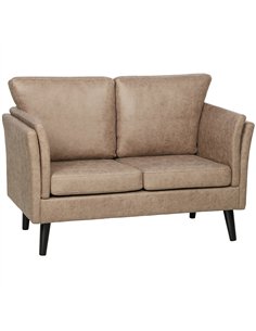 HOMCOM Two-Seater Leathaire Sofa - Light Brown