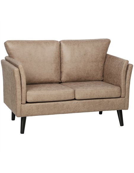 HOMCOM Two-Seater Leathaire Sofa - Light Brown - pic 169692 | FastDaddyshop