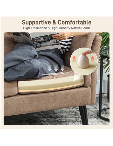 HOMCOM Two-Seater Leathaire Sofa - Light Brown