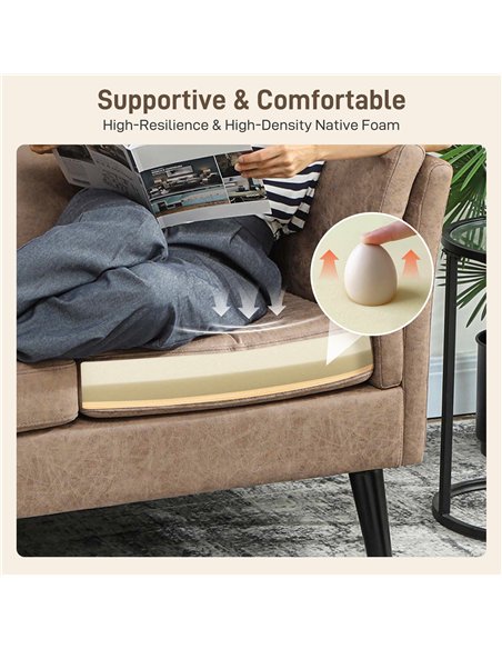 HOMCOM Two-Seater Leathaire Sofa - Light Brown - pic 169695 | FastDaddyshop