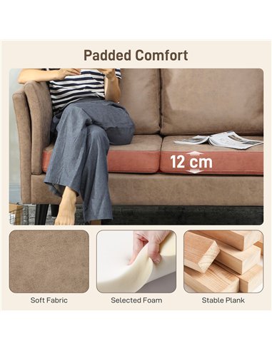 HOMCOM Two-Seater Leathaire Sofa - Light Brown