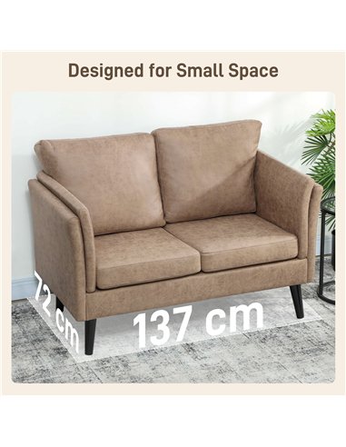 HOMCOM Two-Seater Leathaire Sofa - Light Brown