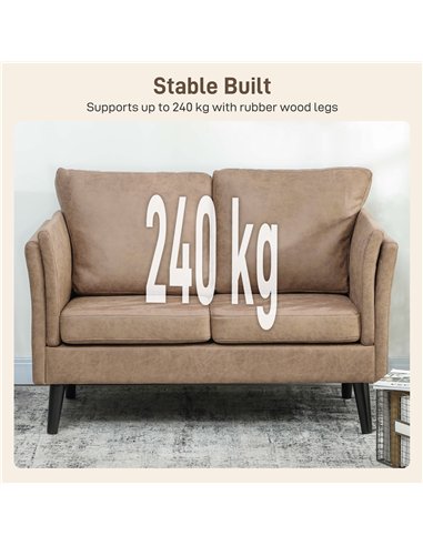 HOMCOM Two-Seater Leathaire Sofa - Light Brown