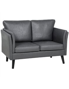 HOMCOM Two-Seater Leathaire Sofa - Grey
